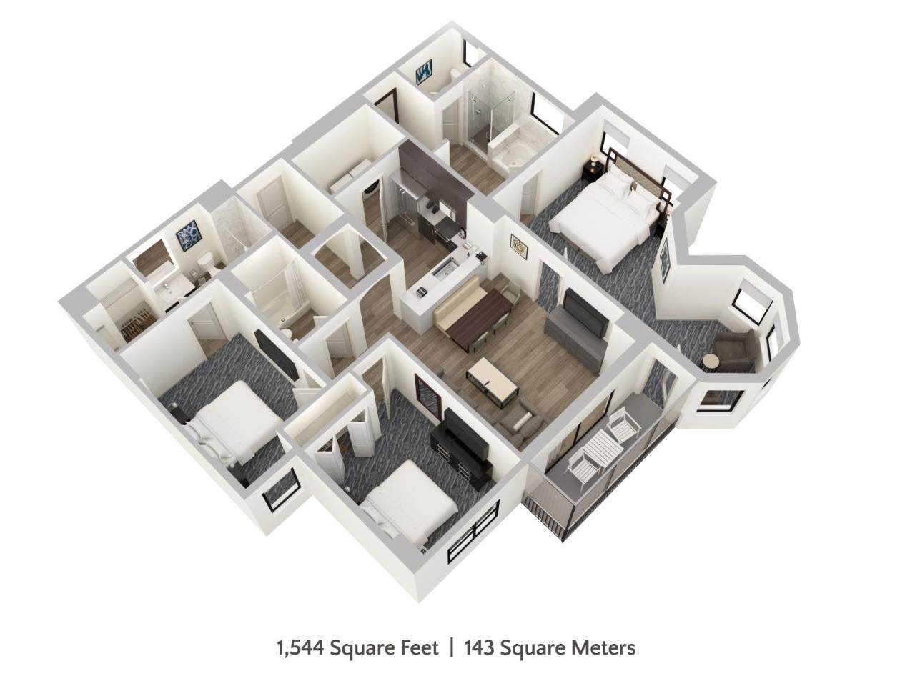 Apartamento com 3 Quartos e 3 Casas de Banho (Acesso Gratuito ao Parque Aquático)