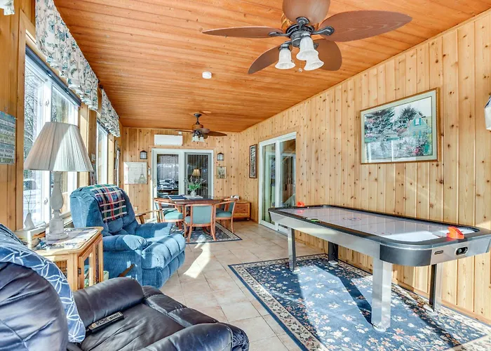 Sauna + Fireplaces! Lakefront Cadillac Retreat