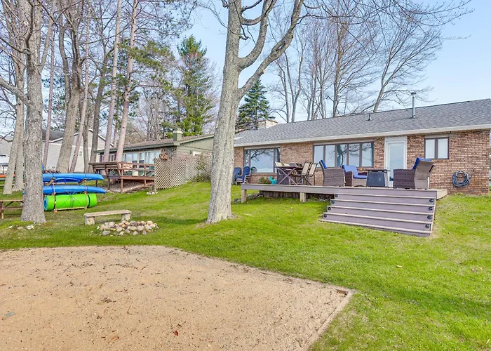 Dock & Views: Lake Mitchell Home In Cadillac!