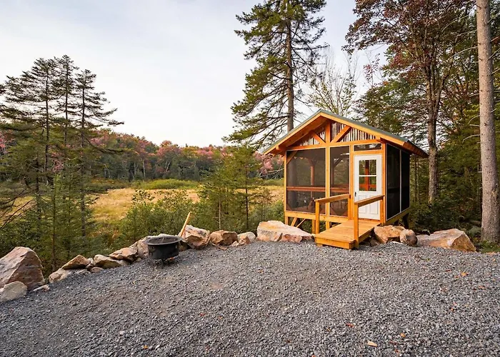Two-Story Cabin Camping On Ranch In The Adirondacks Of Upstate New York