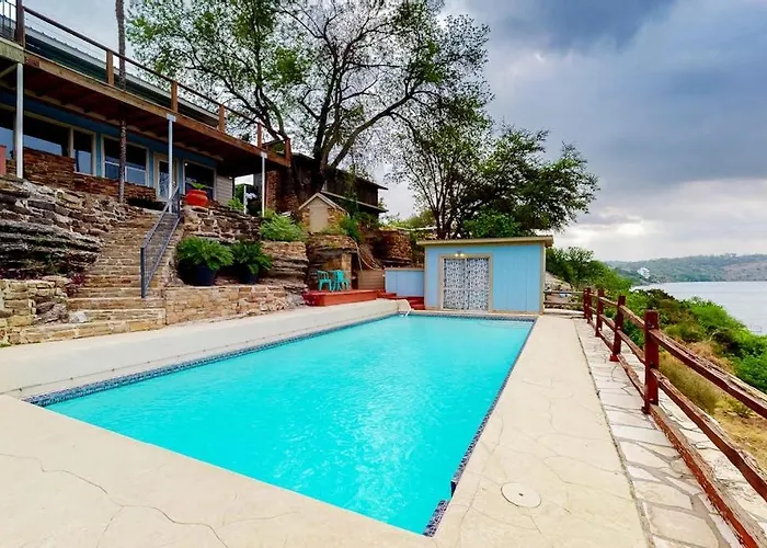 Mid-Century Modern Lake House With Private Waterfront Pool & Boat Dock