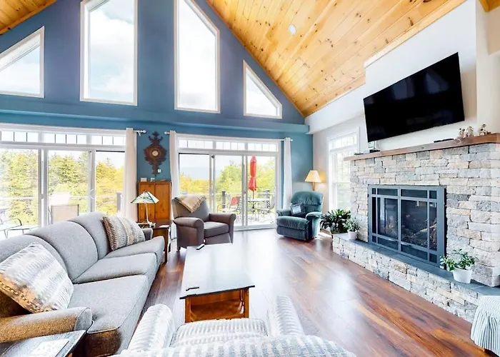 Secluded Hilltop Home With Beautiful Cadillac Mountain View And Multiple Decks