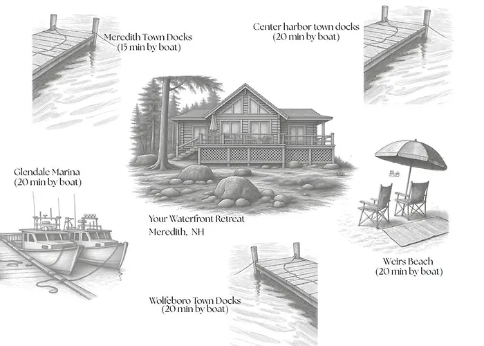 Bear Island, Lake Winnipesaukee, Dock & Kayaks