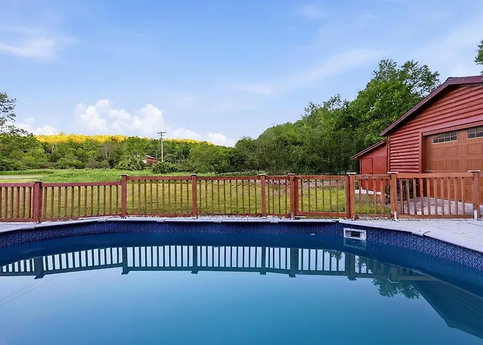 Luxury Catskills Creekside Cabin | Pool, Sauna & Fire Pit Retreat