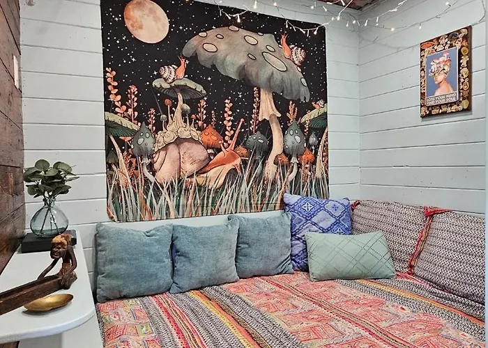 Pickles Place Is A Stacked Container Home In The Texas Hill Country This Space Is Surrounded By Giant Elm Trees Lush Greenery Across The Street From The San Gabriel River One Double Bed Full Size Shower & Full Kitchen Plus Bbq Pit & Flategrill
