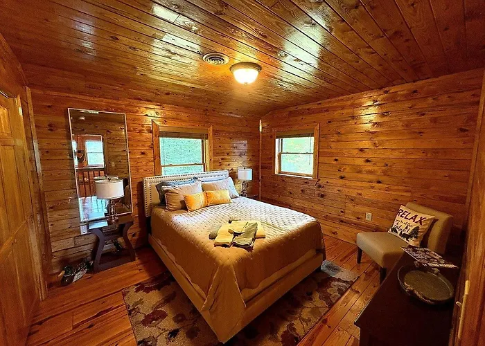 Rustic Log Cabin With Hot Tub & Wraparound Porch In Mount Airy, North Carolina