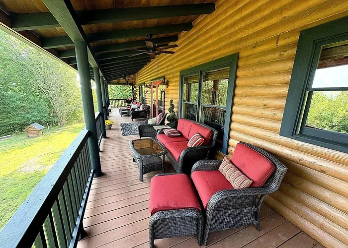 Rustic Log Cabin With Hot Tub & Wraparound Porch In Mount Airy, North Carolina