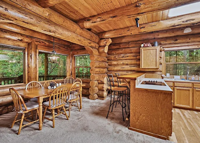 Creekside Log Cabin - Fireplace - Mt Hood